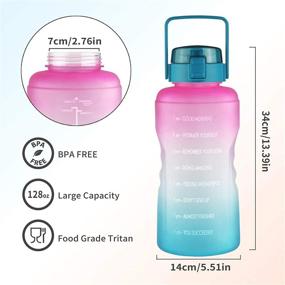 img 2 attached to 💧 Justfwater 1 Gallon/128 OZ Leakproof BPA Free Drinking Water Bottle with Time Marker, Straw, and Handle - Ideal for Fitness and Outdoor Enthusiasts