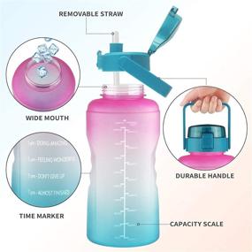 img 3 attached to 💧 Justfwater 1 Gallon/128 OZ Leakproof BPA Free Drinking Water Bottle with Time Marker, Straw, and Handle - Ideal for Fitness and Outdoor Enthusiasts