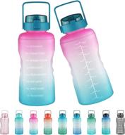 💧 justfwater 1 gallon/128 oz leakproof bpa free drinking water bottle with time marker, straw, and handle - ideal for fitness and outdoor enthusiasts logo