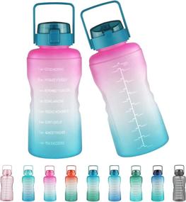 img 4 attached to 💧 Justfwater 1 Gallon/128 OZ Leakproof BPA Free Drinking Water Bottle with Time Marker, Straw, and Handle - Ideal for Fitness and Outdoor Enthusiasts