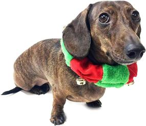 img 1 attached to 🔔 Christmas Plush Bell Collar - Midlee Red/Green