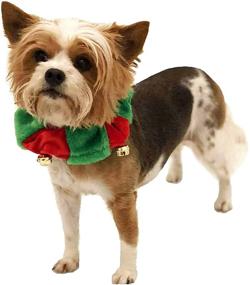 img 3 attached to 🔔 Christmas Plush Bell Collar - Midlee Red/Green