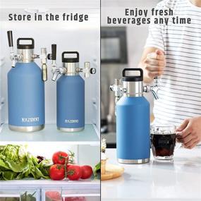 img 1 attached to 🍺 Razorri 64oz Stainless Steel Beer Growler - Double-Wall Vacuum Insulated Carbonated Keg with Professional Bar Tap and CO2 Regulator, Half Gallon Capacity - Ocean Blue