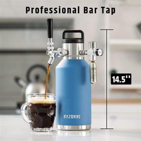 img 3 attached to 🍺 Razorri 64oz Stainless Steel Beer Growler - Double-Wall Vacuum Insulated Carbonated Keg with Professional Bar Tap and CO2 Regulator, Half Gallon Capacity - Ocean Blue