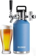 🍺 razorri 64oz stainless steel beer growler - double-wall vacuum insulated carbonated keg with professional bar tap and co2 regulator, half gallon capacity - ocean blue logo