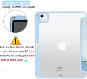 img 2 attached to 📱 Feams Slim Lightweight Trifold iPad Air 4th Generation Case – Clear Back Cover with Auto Wake/Sleep & Pencil Holder – Blue Marble Design – Compatible with iPad Air 4 (10.9-inch, 2020)