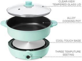 img 2 attached to Multifunctional Electric Hot Pot Split Cooker - UNAOIWN 5.3 Quart Chinese Hot Pot Frying Pan with Temperature Control and Non-Stick Electric Skillet for Shabu Shabu, Soup, and More - Ideal for 2-8 Person Family