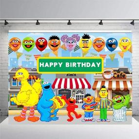 img 4 attached to Фоны для фотографий Sesame Street для вечеринки на день рождения мальчика и девочки: тематический фон для фотобудки, украшение для баннера на вечеринку для детей