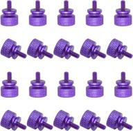 🔩 powlankou 6#-32 computer case screws - 20 piece set, anodized aluminum thumb screws, knurled, fully threaded (purple) logo