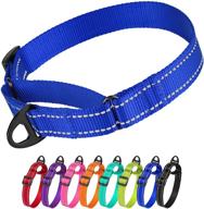 🐶 reflective martingale dog collar by collardirect: heavy duty nylon training pet collars for small, medium, large dogs & puppies - pink, orange, black, blue logo