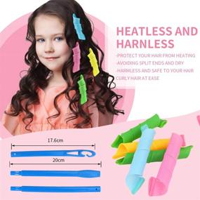 img 1 attached to 🌀 Effortless Spiral Curls: 28-Piece Heatless Hair Curlers Set for Most Hairstyles - No Heat Waves, Heatless Spiral Curlers Styling Kit with 3 Styling Hooks (55cm, Mixed Color)