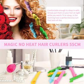 img 2 attached to 🌀 Effortless Spiral Curls: 28-Piece Heatless Hair Curlers Set for Most Hairstyles - No Heat Waves, Heatless Spiral Curlers Styling Kit with 3 Styling Hooks (55cm, Mixed Color)