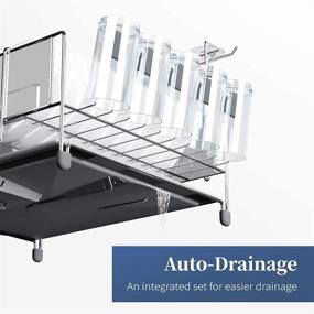 img 2 attached to 🍽️ Kitsure Dish Drying Rack: Large Stainless Steel Kitchen Rack with Easy Installation, Drainage System, and Silicone Caps for a Non-Slip Counter Experience