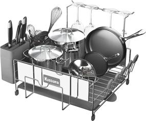 img 4 attached to 🍽️ Kitsure Dish Drying Rack: Large Stainless Steel Kitchen Rack with Easy Installation, Drainage System, and Silicone Caps for a Non-Slip Counter Experience