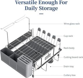 img 1 attached to 🍽️ Kitsure Dish Drying Rack: Large Stainless Steel Kitchen Rack with Easy Installation, Drainage System, and Silicone Caps for a Non-Slip Counter Experience