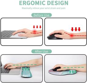 img 1 attached to 🖱️ Green Marble Keyboard Wrist Rest and Mouse Pad Set - BELKA Ergonomic Mouse Pad with Non-Slip Memory Foam, Pain Relief for Laptop, Computer, Office, Gaming - Easy Typing Support