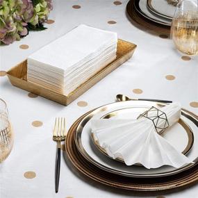 img 3 attached to 🍽️ CAPSELLA Premium Quality Elegant Disposable Guest Napkins: Linen-Feel, Soft & Absorbent - Perfect for Kitchen, Parties, Weddings, or Events (Pack of 100)