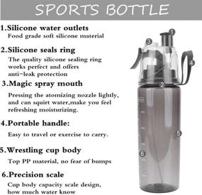 img 2 attached to 💦 Vbestlife Portable 600ml Mist Spray Water Bottle - Black - Anti-Leak Sport Water Bottle with Mist Hydration