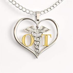 img 3 attached to 💖 Caring Hands Gifts: Heart Caduceus Necklace - Perfect OT Gift & Pendant