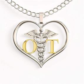 img 1 attached to 💖 Caring Hands Gifts: Heart Caduceus Necklace - Perfect OT Gift & Pendant