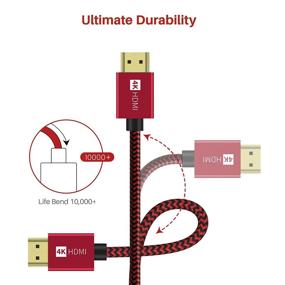 img 3 attached to 🔴 iVANKY 4K HDMI Cable 3.3 ft - High Speed 18Gbps, 4K HDR, 3D, 2160P - Ethernet, Braided Cord - Audio Return(ARC) Compatible UHD TV, Blu-ray, PS4, PS3, PC, Projector - RED