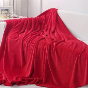 img 1 attached to SEDONA HOUSE Flannel Fleece Blanket: Lightweight, Super Soft Luxury for Sofa, Couch, Bed, Camping, and Travel (Twin Size 60 x 80 Inches, Red)