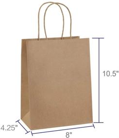 img 3 attached to 🛍️ BagDream 8x4.25x10.5 Бумажные сумки - 100 шт в наборе, подарочные и шопинговые крафтовые сумки с ручками
