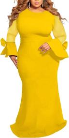 img 3 attached to 👗 Elegant Plus-Size Bodycon Dress: Sexy Trumpet Long Sleeve Maxi Evening Party Dress for Women