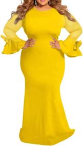 img 4 attached to 👗 Elegant Plus-Size Bodycon Dress: Sexy Trumpet Long Sleeve Maxi Evening Party Dress for Women