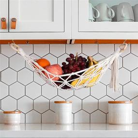 img 3 attached to Dewecho Macrame Fruit Hammock - Boho Kitchen Decor - Hanging Fruit Hammock for Storage - Space-Saving Kitchen Storage Ideas - Ideal for RVs and Small Spaces