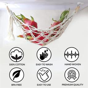 img 2 attached to Dewecho Macrame Fruit Hammock - Boho Kitchen Decor - Hanging Fruit Hammock for Storage - Space-Saving Kitchen Storage Ideas - Ideal for RVs and Small Spaces