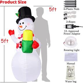 img 3 attached to Outdoor Indoor Garden Christmas Decor: 5FT Inflatable Snowman Xmas Decoration with Rotating LED Lights