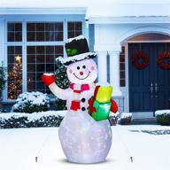 outdoor indoor garden christmas decor: 5ft inflatable snowman xmas decoration with rotating led lights logo