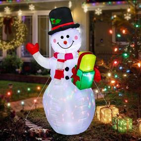 img 1 attached to Outdoor Indoor Garden Christmas Decor: 5FT Inflatable Snowman Xmas Decoration with Rotating LED Lights