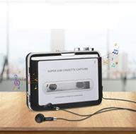📼 cassette to mp3 converter: transform tapes to digital files with usb, headphones included (black) logo