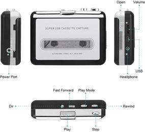 img 3 attached to 📼 Cassette to MP3 Converter: Transform Tapes to Digital Files with USB, Headphones Included (Black)