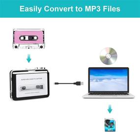 img 1 attached to 📼 Cassette to MP3 Converter: Transform Tapes to Digital Files with USB, Headphones Included (Black)