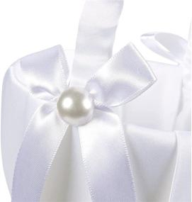 img 2 attached to White Satin Flower Girl Wedding Basket - Juvale, 8 x 5 x 3.5 Inches