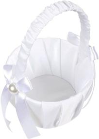 img 1 attached to White Satin Flower Girl Wedding Basket - Juvale, 8 x 5 x 3.5 Inches