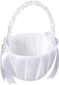img 3 attached to White Satin Flower Girl Wedding Basket - Juvale, 8 x 5 x 3.5 Inches