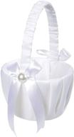 white satin flower girl wedding basket - juvale, 8 x 5 x 3.5 inches logo