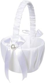 img 4 attached to White Satin Flower Girl Wedding Basket - Juvale, 8 x 5 x 3.5 Inches