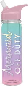 img 2 attached to 🏼 Stylish and Functional: Slant Collections Mermaid Off Duty Acrylic Water Bottle with Built-in Straw, 18-Ounce