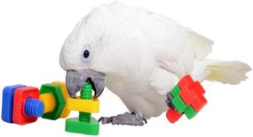 img 4 attached to 🐦 Bird Chewer Chewing Block Toys Set: 4 PCs of Foot Talon Screw Toys, Parakeet Coloured Plastic Nuts Bolts Shaped Toy - Perfect Bird Cage Playpen Play Gym Grinding Beak Toy for Cockatiel African Grey Cockatoo