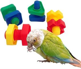 img 1 attached to 🐦 Bird Chewer Chewing Block Toys Set: 4 PCs of Foot Talon Screw Toys, Parakeet Coloured Plastic Nuts Bolts Shaped Toy - Perfect Bird Cage Playpen Play Gym Grinding Beak Toy for Cockatiel African Grey Cockatoo