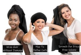 img 3 attached to 💆 Hair RePear Ultimate Short Hair Towel - Anti Frizz Premium Cotton Product - Perfect for Plopping, Scrunching & Styling Curly, Wavy & Straight Hair – 3 Sizes, Black (19x39in)