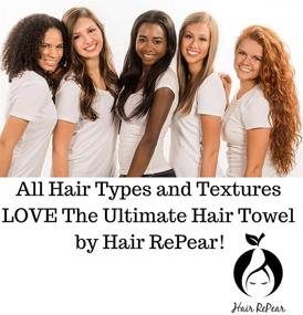 img 1 attached to 💆 Hair RePear Ultimate Short Hair Towel - Anti Frizz Premium Cotton Product - Perfect for Plopping, Scrunching & Styling Curly, Wavy & Straight Hair – 3 Sizes, Black (19x39in)