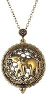 🌸 floral-engraved elephant magnifier pendant sweater necklace for women and girls - diy charms logo