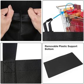 img 1 attached to Set of 6 Black Reusable Grocery Tote Bags - Holds 44+ lbs - Large & Durable, Heavy Duty Shopping Bags - Reinforced Handles & Thick Plastic Support Bottom for Convenient Groceries