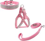 🐶 stylish diamante dog collar and harness set with leashes - newtensina soft and comfortable pet collar harness and leashes set for dogs логотип